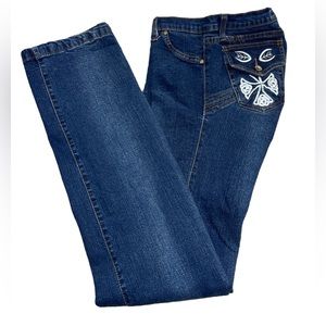 CRAZY DAISY (DC) Womens Embroidered Designer Blue Denim Jeans Size: 44/34